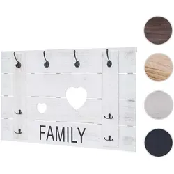 Wandgarderobe HWC-C89 Family, Garderobenpaneel Garderobe, Shabby-Look Vintage, 8 Haken 60x90cm ~ weiß, shabby