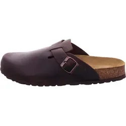 B Clogs Pantoletten 20118 BADEN - Komfortable Herren-Clogs aus Leder in Braun, Gr. 44 - Pantoletten aus hochwertigem Spaltleder mit verstellbarem Riemen für optimalen Sitz und anatomisch geformtem Korkfußbett für ganztägigen Tragekomfort. Ideal für Alltag und Freizeit.