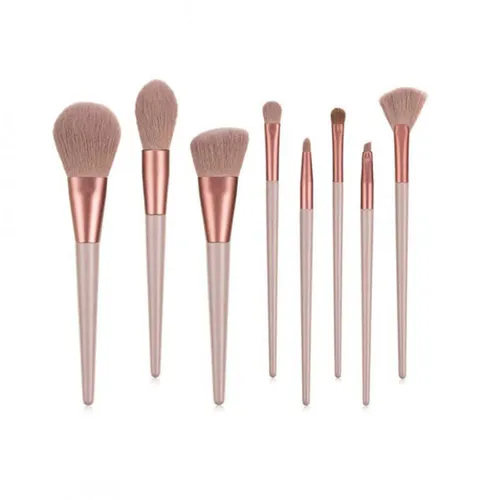 Elegantes 8-teiliges Make-up Pinselset in Rosa - Praktisches Reisegröße-Pinselset aus Kunstfaser für ein makelloses Make-up. Ideal für unterwegs und perfekt für detaillierte Anwendungen.