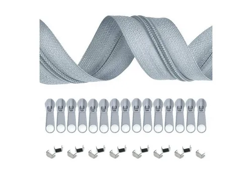 maDDma Kreativset 5m Endlos-Reißverschluss 3mm mit 10 Zippern und 15 Endstücke