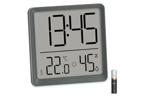 ADE Tischuhr Digitale Uhr mit Temperatur- und Luftfeuchtigkeitsanzeige mit Batterie, Wecker, Schlummerfunktion
