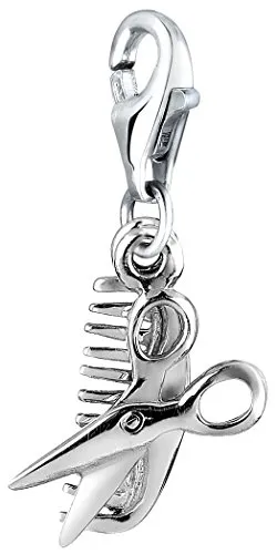 Nenalina Schere und Kamm Charm Anhänger - Clasp Charms für Damen aus hochwertigem 925 Sterling Silber, ideal für kreative Kombinationen auf Bettelarmbändern und Ketten, perfektes Geschenk für besondere Anlässe.