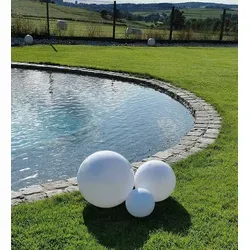 3er Gartenkugel Set 202530WB - Weiße Kugelleuchte mit LED - Gartenleuchten Set mit 3 Kugeln (20/25/30 cm), IP65 strahlwassergeschützt, inklusive LED-Leuchtmittel für stimmungsvolle Beleuchtung im Garten und Außenbereich.