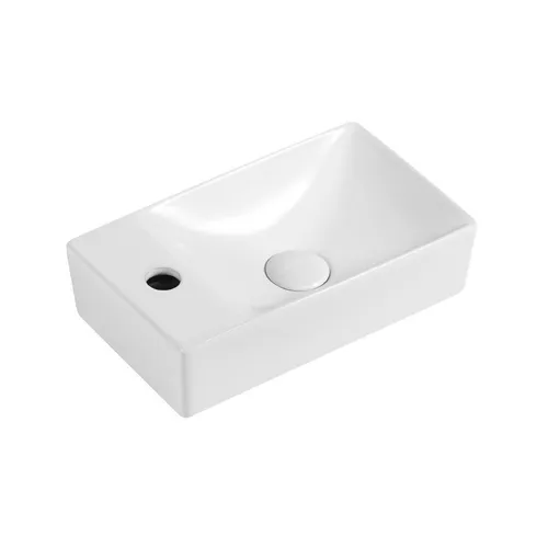 Kompaktes Handwaschbecken Keramik 40 cm mit Hahnloch links