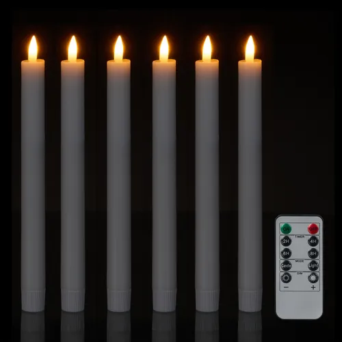 LED Stabkerzen 6er Set - Flammenlose Echtwachskerzen mit Timer - Kategorie: Kerzen & Teelichter, Flammenlos und sicher, mit praktischem Timer für stimmungsvolle Beleuchtung ohne Brandgefahr.