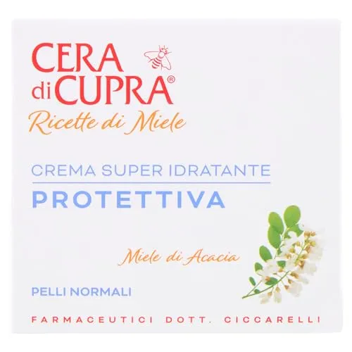 Cera di Cupra, Hochfeuchtigkeitsspendende Schutzcreme, verleiht dem Gesicht Energie und Leuchtkraft, macht die Haut elastischer, Made in Italy, Dermatologisch Getestet, Glas 50 ml