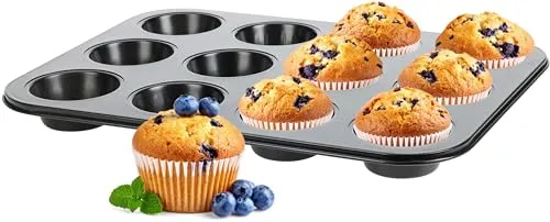 mucHome Muffinform für 12 Muffins - Antihaftbeschichtet Backform - Standardgröße Muffinblech für Cupcakes und Brownies