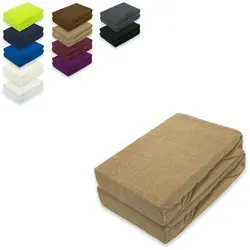 EXKLUSIV HEIMTEXTIL Frottee Spannbettlaken Doppelpack Rundumgummizug 140 - 160 x 200 cm Sand