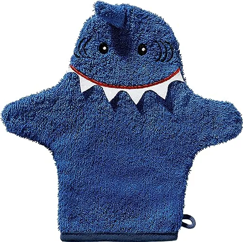 Erwin Müller Kinder-Waschhandschuh Hai Walk-Frottier blau Größe 25x28 cm