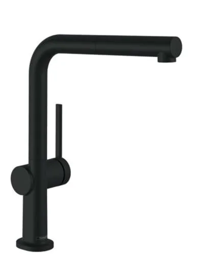 hansgrohe Spültisch-Einhebelmischer 72809670 mit Ausziehauslauf, mattschwarz - Armaturen mit ComfortZone 270 für mehr Bewegungsfreiheit, einstellbare Schwenkbereiche und Quick Clean Antikalksystem für einfache Reinigung.