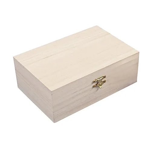 Rayher 62295000 Holz Schatulle, 15 x 10 x 5,5 cm, Holzbox mit Deckel und Schnappverschluss, Holzkiste FSC zertifiziert, Aufbewahrungsbox zum Bemalen, Beige