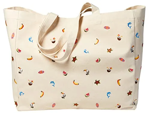 Sowel® Strandtasche – Bestickte Baumwoll-Shopper für Damen und Herren - Hochwertige Strandtasche aus 100% Natur Baumwolle, waschbar und langlebig. Ideal für Urlaub und Alltag, mit viel Platz für Strandutensilien und einer praktischen Innentasche.