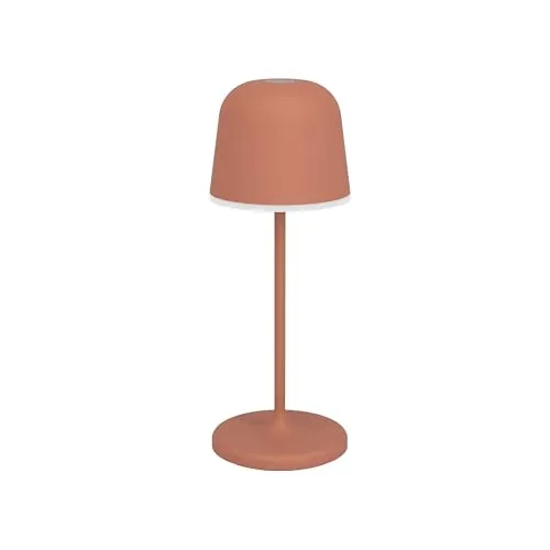EGLO Mannera-S LED Akku Tischleuchte - Kabellose Outdoor Lampe - Tisch- und Gartenlampe in elegantem Rot, touch-dimmbar und mit Erdspieß für vielseitige Nutzung; IP54 Schutz für den Außenbereich, ideal für stimmungsvolle Beleuchtung.