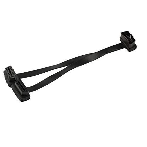Futheda OBD-II OBD2 16-poliges Splitter-Y-Verlängerungskabel – 1 Stecker auf 2 Buchsen, OBD2 Auto-Diagnose-Verlängerungskabel – 16-poliges Kabel mit flachem Nudelkabel, 30 cm