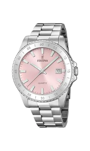 Festina F20428/A Damenuhr - Elegante Armbanduhr in Silber/Rosa - Armbanduhren, stilvolle Damenarmbanduhr mit wasserdichtem Gehäuse bis 50 m und elegantem 12-Stunden-Zifferblatt für jeden Anlass.