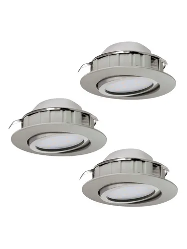 PINEDA Einbauleuchte, nickel-matt 3er-Set - Einbauleuchten in nickel-matt, dimmbar und mit warmweißem LED-Licht, ideal für stimmungsvolle Beleuchtung in Wohnräumen.