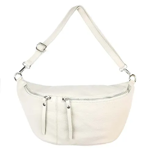 XXL Damen echt Leder Tasche Brusttasche Crossbody Schultertasche Umhängetasche Gürteltasche Crossover Ledertasche Slingntasche Unisex Bag Beige L