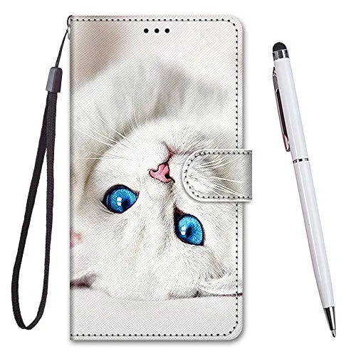 TOUCASA für Honor 9 Lite Hülle, Handyhülle für Honor 9 Lite,Premium Brieftasche PU Leder Flip [Kreativ Gemalt] Stoßfeste Case Handytasche Klapphülle für Huawei Honor 9 Lite,Blaue Augen Cat