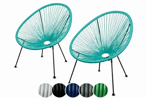 sunnypillow 2er Set Acapulco Gartenstühle in türkis von sunnypillow
