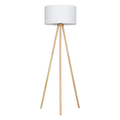 Briloner DAN Retro Holz Stehleuchte Stativ - Stilvolle Stehleuchte im Retro-Design mit stabilem Stativ, ideal für Wohnzimmer, Arbeitszimmer oder Esszimmer. Aus hochwertigem Holz gefertigt und mit energiesparender LED ausgestattet.