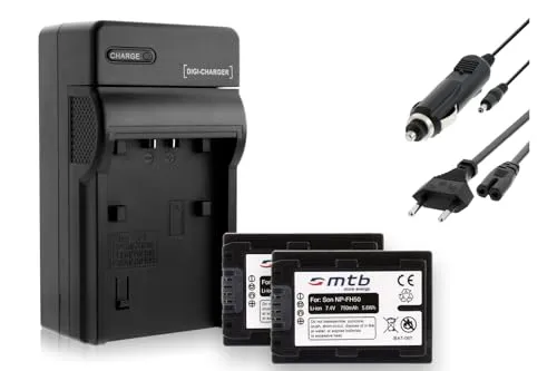 Akkus + Ladegerät (KFZ, Netz) kompatibel mit Sony NP-FH50/FP-50 / DSC-HX1, HX100V, HX200V / Alpha... - s. Liste! 2