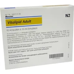 Vitalipid Adult 100 ML - Arzneimittel zur parenteralen Ernährung, deckt den Tagesbedarf an fettlöslichen Vitaminen A, D2, E und K1 für Erwachsene und Kinder ab 11 Jahren.
