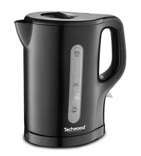 Techwood TB-1736 Elektrischer Wasserkocher, kabellos, 1,7 l, Schwarz