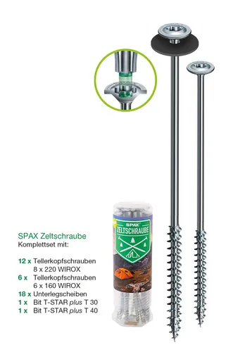 SPAX Zeltschrauben Camping-Komplettset