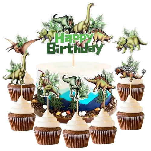 Dinosaurier Kuchendekoration,Dinosaurier Cupcake Topper,Dino Thema Geburtstagstorte Dekoration für Kinder Geburtstag Baby Shower Party Dekorationen Zubehör