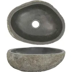 DELUKE® Naturstein Waschbecken oval - Flussstein, einzigartiges Unikat für Ihr Badezimmer - Waschbecken aus echtem Flussstein, jedes Stück ist ein Unikat mit individueller Optik. Robuste, langlebige Qualität und glatte Innenfläche für einfache Reinigung.