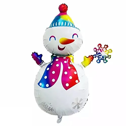 Folienballon Weihnachten -Schneemann bunt, ca. 80 x 110 cm - Groß XL Weihnachtsmann Weihnachstabaum Helium Folienluftballon Luftballon Weihnachtsfeier Party Deko Kopper-24 Dekoration
