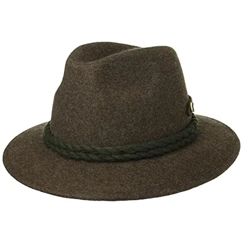 Chapeaushop Traditioneller Hut mit Knöpfen, dekorativ, Alpenhut, Wanderer (M (56-57 cm) – Braun), braun