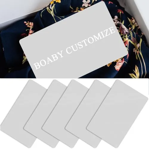 Boaby 50 Stück Metall Visitenkarten, Leere Visitenkarten Aus Aluminiumlegierung Visitenkarte Lasergravurkarte 0,22 mm/8,6 X 5,4 cm, Für Bürokundenkarten DIY Geschenk(Silber)