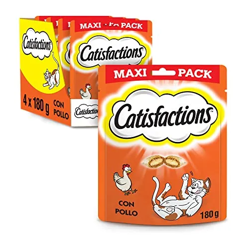 CATISFACTIONS Maxi Leckereien mit Huhn für Katzen und Kätzchen, 4 Beutel à 180 g
