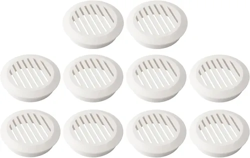 10x Lüftungsgitter Rund Kunststoff 50 mm Abluftgitter Lüftungsloch Weiß