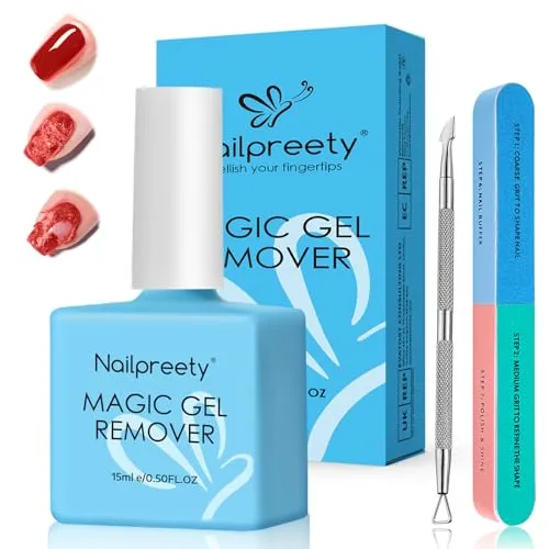 15ml Nagellackentferner, Gel Remover Nägel, Remover Gel, Entferner Enthaltene Nagelhautschieber und Werkzeuge Datei, Abziehen in 3-5 Minuten