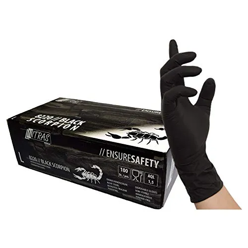 Nitras BLACK SCORPION Latex-Einmalhandschuh 100Stk Gr. XL
