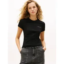 Tommy Jeans Damen Tjw Slim Linear Tee EXT, Schwarz - L EU - T-Shirt aus 100% Baumwolle, lässiger Slim-Fit für einen modernen Look und optimalen Tragekomfort.