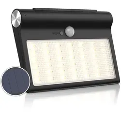 Brandson LED Solarleuchte mit Bewegungsmelder, Solarlampe für außen, Außenleuchte Solar, Solar Wandleuchte, 3000K / 4000K / 6500 K, 1500 mAh Akku - Schwarz