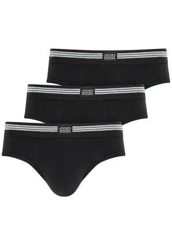 Jockey Slip Cotton Stretch Brief (3er Pack) - Schwarz XL - Herrenunterhosen aus 95% Baumwolle für hohen Tragekomfort, mit klassischer Leibhöhe und elastischem Logobund, ideal für den täglichen Gebrauch.
