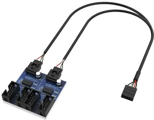 Akasa Interner USB 2.0 Hub-Karte mit 30cm Kabel - Sonstige Kabel & Adapter, erweitert Ihre USB-Anschlüsse im PC und ist ideal für zusätzlichen Geräteanschluss.