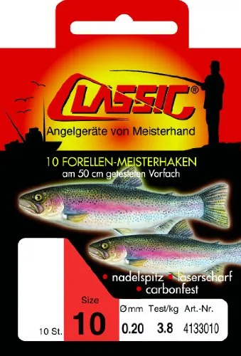 Forellenhaken Forellen Haken zum Forellenangeln blau 50cm, Größe:12