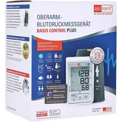 Aponorm Oberarm-Blutdruckmessgerät Basis Control Plus - Blutdruckmessgerät mit automatischer Mehrfachmessung für präzise Ergebnisse, ideal für Risikogruppen und klinische Anwendungen. 5 Jahre Garantie auf medizinische Spitzenqualität.
