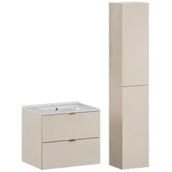 Petits-meubles Badmöbel-Set, Beige, 60 cm – Eleganter Waschtisch mit 2 Schubladen
