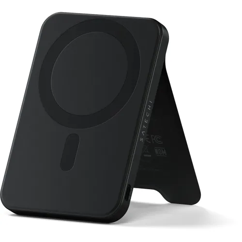 SATECHI OntheGo Powerbank Qi2 5000mAh – 15W Schnellladung mit Ständer - Powerbank für iPhone & Android mit 5000 mAh, magnetischer Qi2-Ladefunktion und integriertem Ständer für flexibles, freihändiges Laden jederzeit.