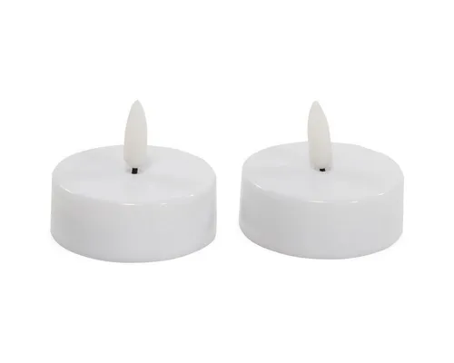 matches21 HOME & HOBBY LED-Kerze LED Teelichter 2er Set elektrische Teelicht-Kerzen weiß, Ø 6x4,5 cm (2-tlg), Flackernd mit beweglicher Flamme und Timer für Adventskranz