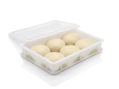 ENTIGO Pizzaballenbox mit Deckel 40x30x7cm, Teigbox Spülmaschinenfest, Original Made in Italy, Hefekiste für Kühlschrank, Pizzateig Gärbox Stapelbar, Teigwanne Einzeln & Set (1x PizzaBox + 1x Deckel)