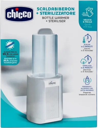Chicco 2in1 Fläschenwärmer mit Sterilisiergerät Auftaufunktion, weiß