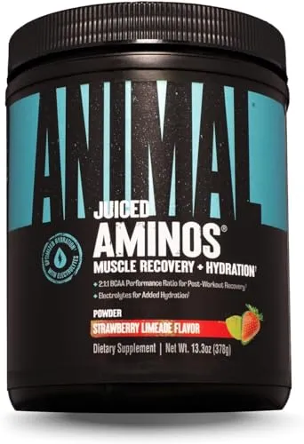 Universal Nutrition Animal Juiced Aminos Erdbeer-Limeade - Sportnahrung mit leistungsstarkem BCAA & EAA Stack, ideal für Kraftsportler zur Maximierung von Leistung und Erholung. Köstlicher Geschmack für einfaches Mischen vor, während oder nach dem Training.
