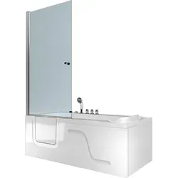 Seniorendusche Kombi Duschkabine Whirlpool Seniorenwanne S17D-TH-WP-R 75x150 cm
